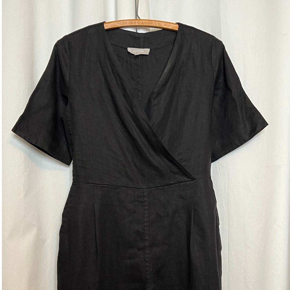 Everlane The Linen Cross-Front Jumpsuit Black Size 0 - Picture 3 of 11